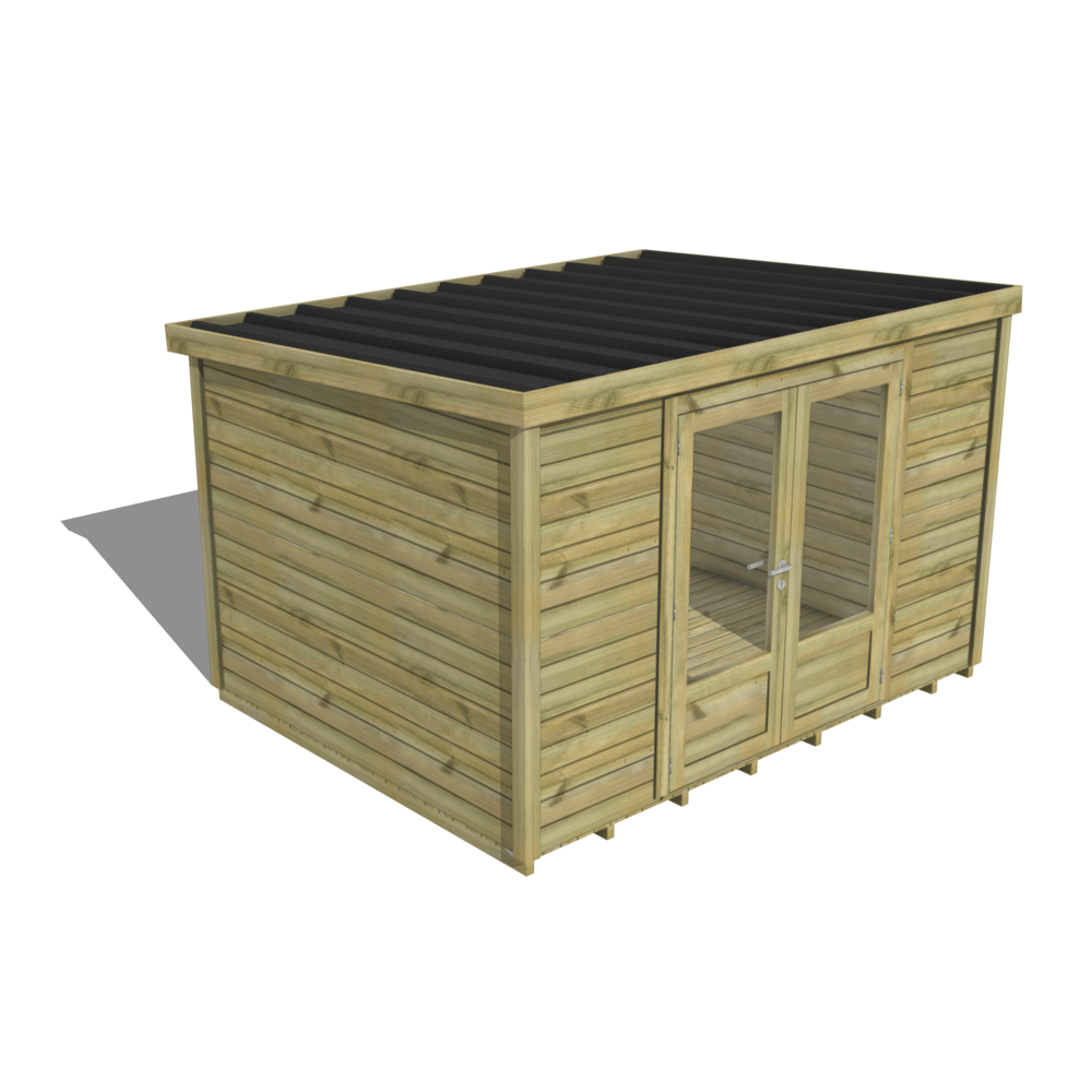 Abri de jardin bois pin traité autoclave 27mm - essentiel - 3,44x2,64m / 9m2 - bac acier - plancher bois