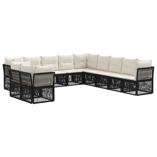 Ensemble de canapé de jardin 11 pc noir polyrotin