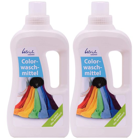 Lessive couleur 2 x 1 liter, lessive liquide couleur, lessive écologique, certifiée vegan