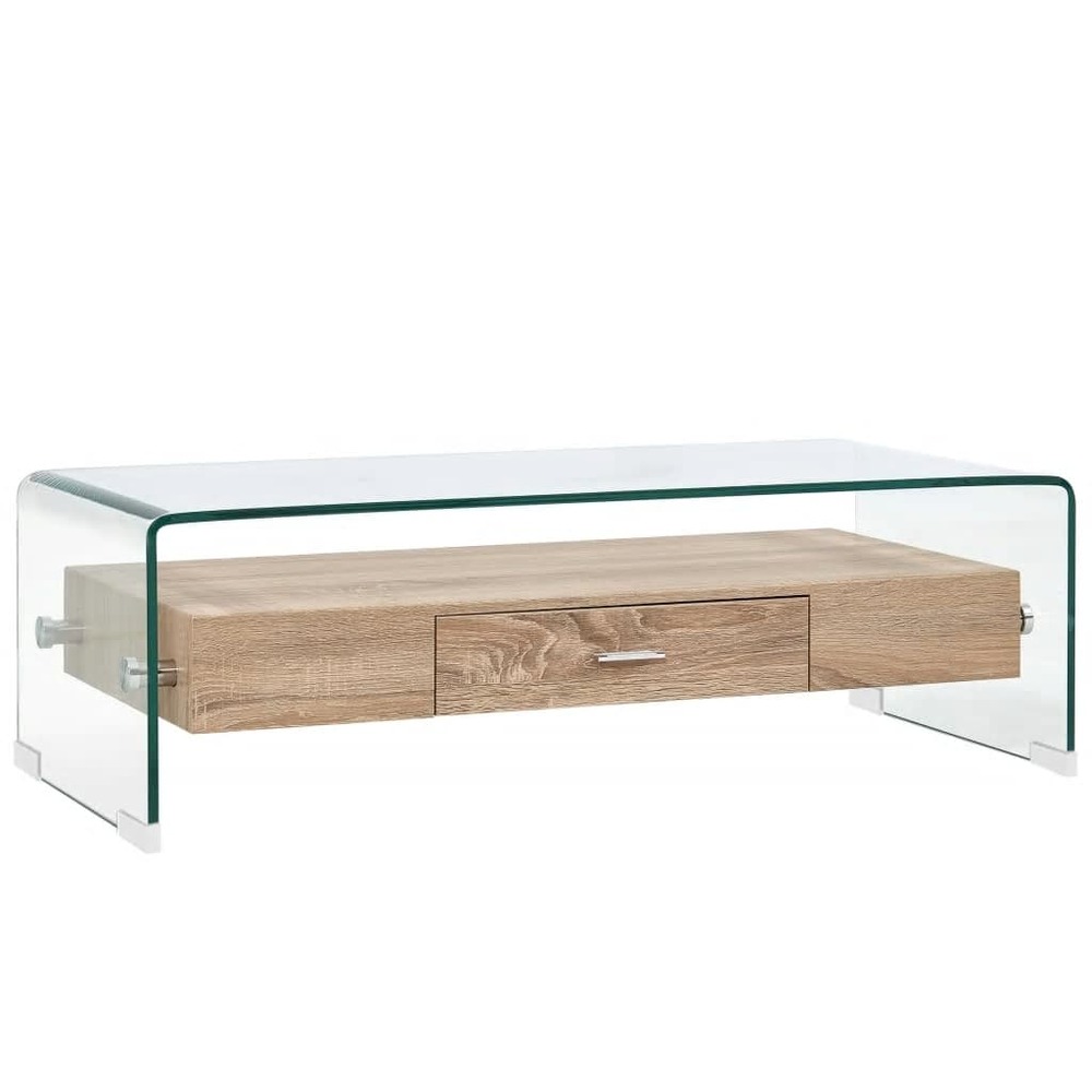 Table basse Clair 98x45x31cm Verre trempé