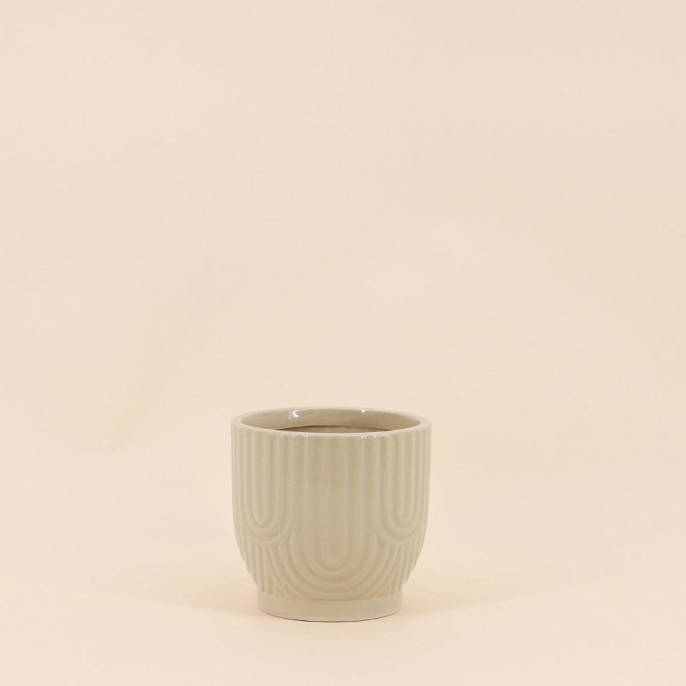 Cache-pot en céramique beige 13cm