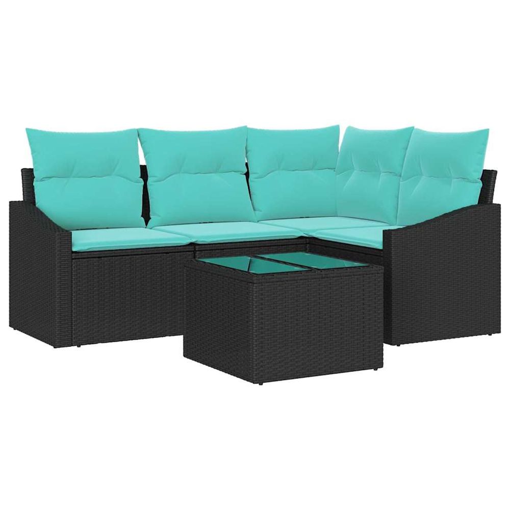 Ensemble de canapés 5 pc noir polyrotin