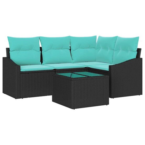 Ensemble de canapés 5 pc noir polyrotin