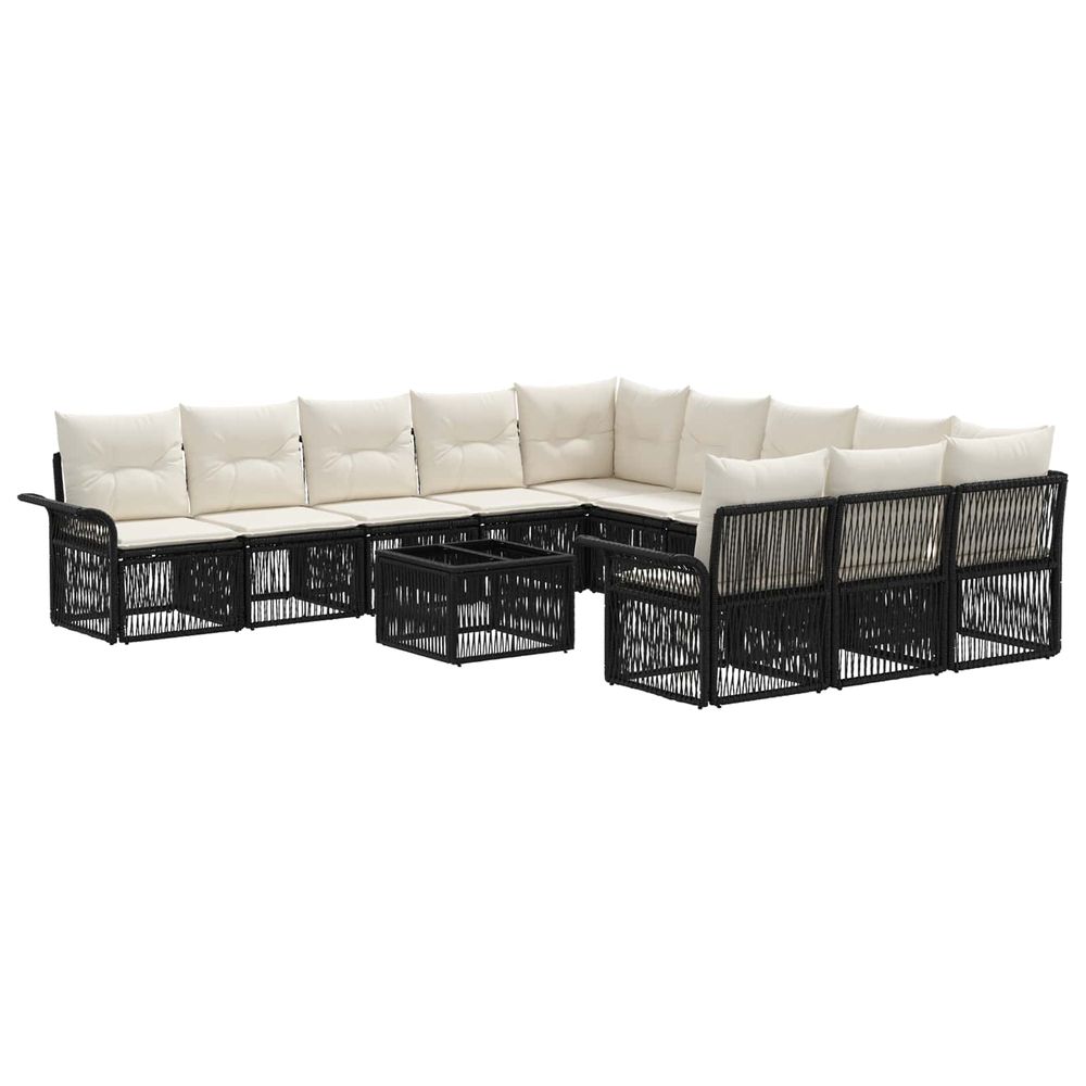 Ensemble de canapé de jardin 12 pc noir polyrotin