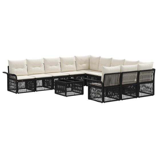 Ensemble de canapé de jardin 12 pc noir polyrotin