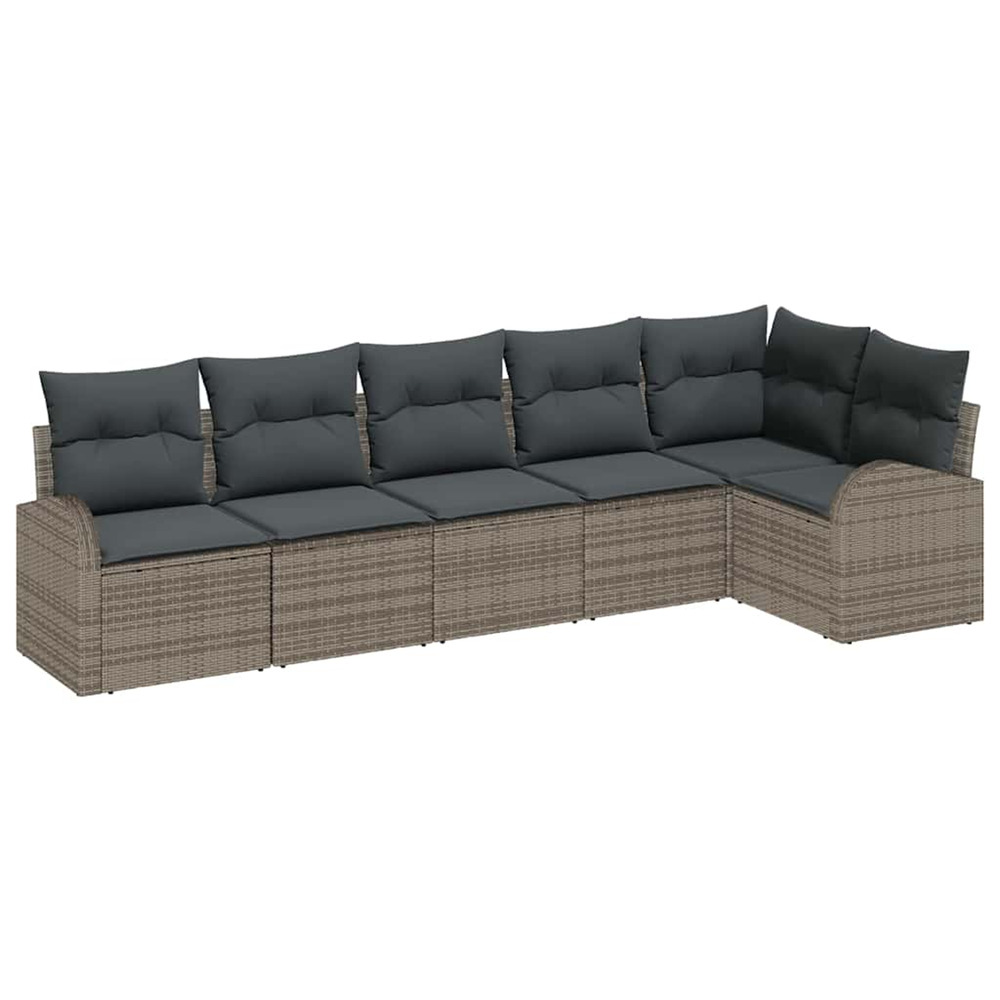 Ensemble de canapé de jardin avec coussin 6 pcs gris polyrotin
