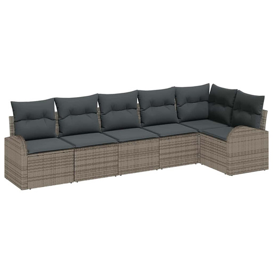 Ensemble de canapé de jardin avec coussin 6 pcs gris polyrotin