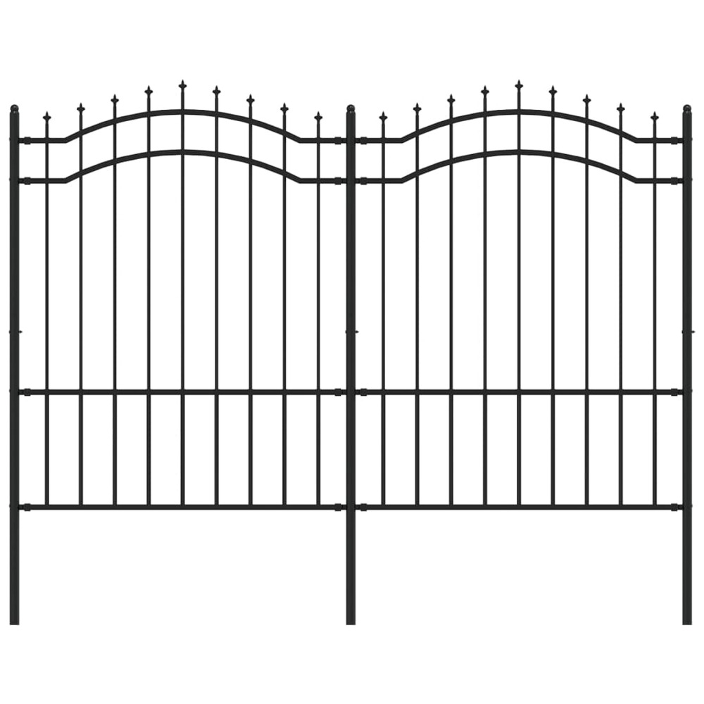 Clôture de jardin avec dessus en forme de lance, noire, 239 x 150 cm, acier thermolaqué