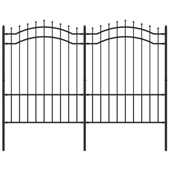 Clôture de jardin avec dessus en forme de lance, noire, 239 x 150 cm, acier thermolaqué