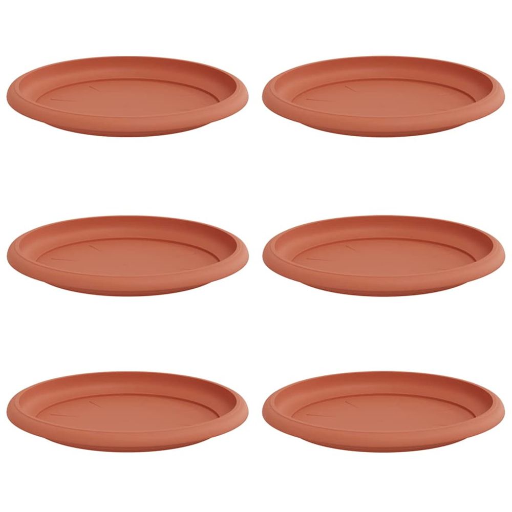 Plateau à fleurs rond 6 pc rouge brique ø 19 x 2 cm plastique