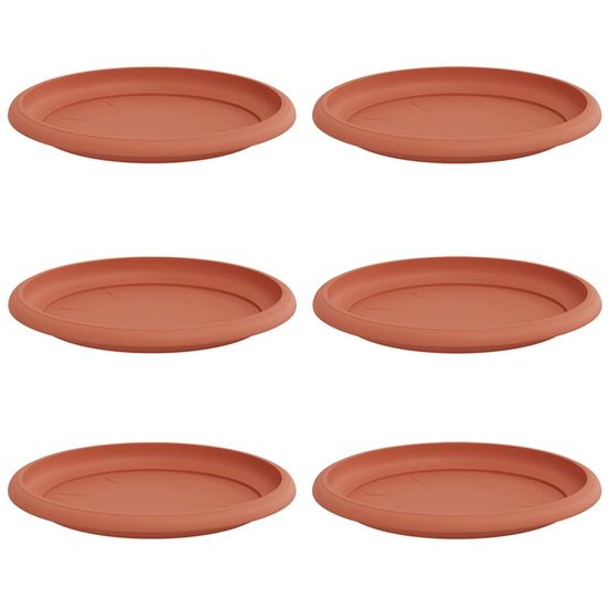 Plateau à fleurs rond 6 pc rouge brique ø 19 x 2 cm plastique
