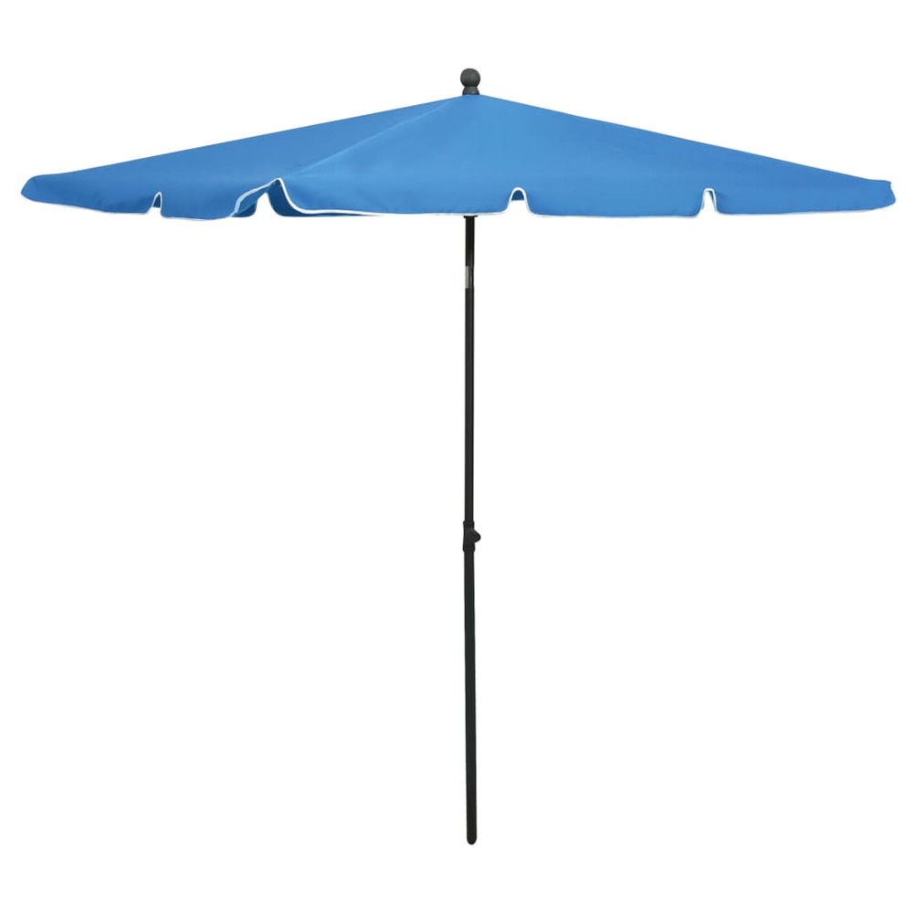 Parasol de jardin avec mât 210 x 140 cm bleu