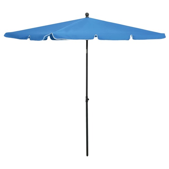 Parasol de jardin avec mât 210 x 140 cm bleu