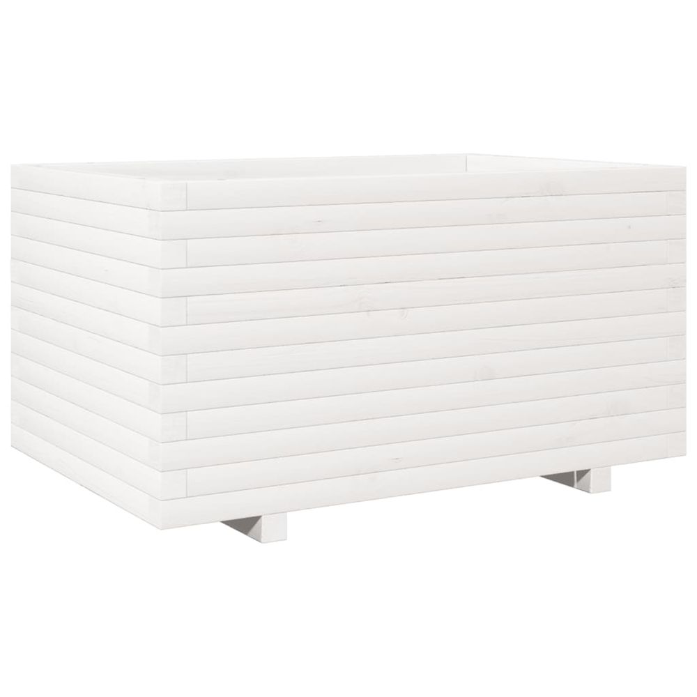 Jardinière d'extérieur blanc 90x60x49,5 cm bois de pin massif