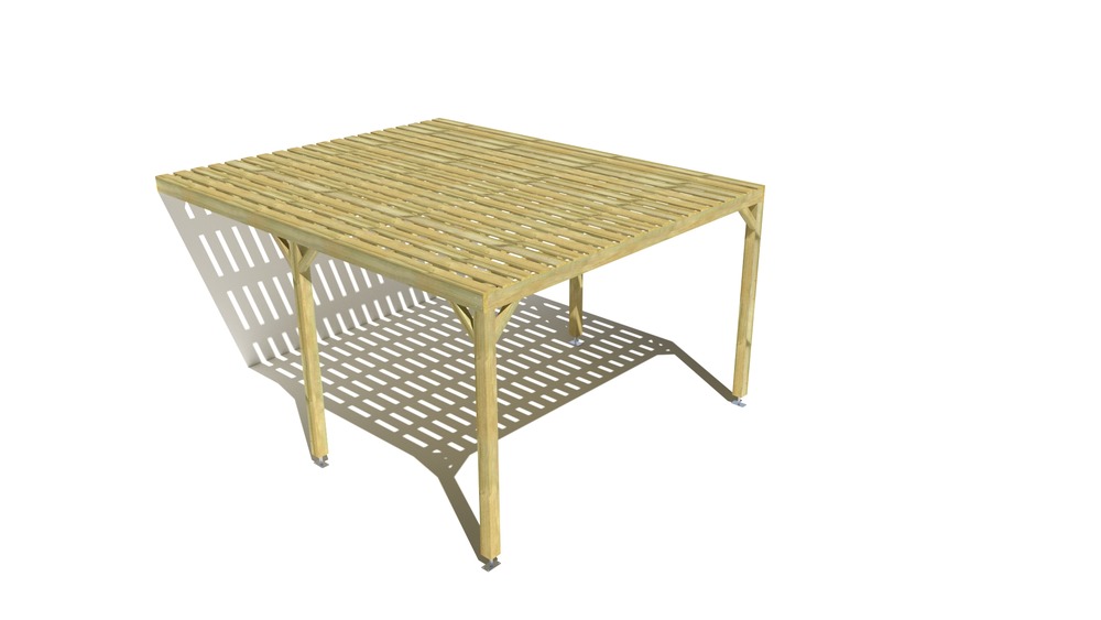 Pergola bois • 4m x 5m • adossée • sens largeur • platelage bois • livraison comprise