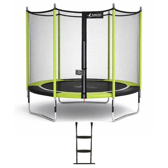 Trampoline jardin ø 300 cm + filet + échelle - jumpi 300 – noir/vert