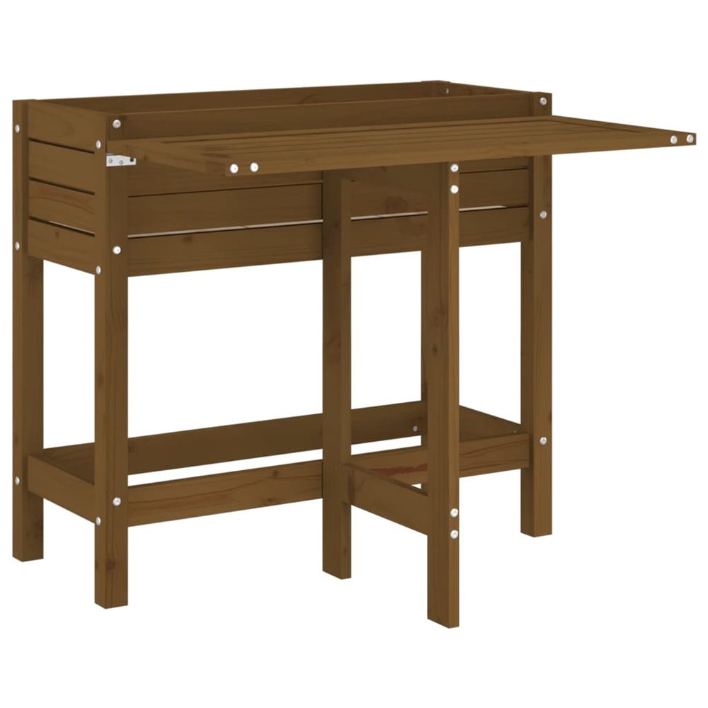 Jardinière d'extérieur de jardin avec dessus pliable brun miel pin massif