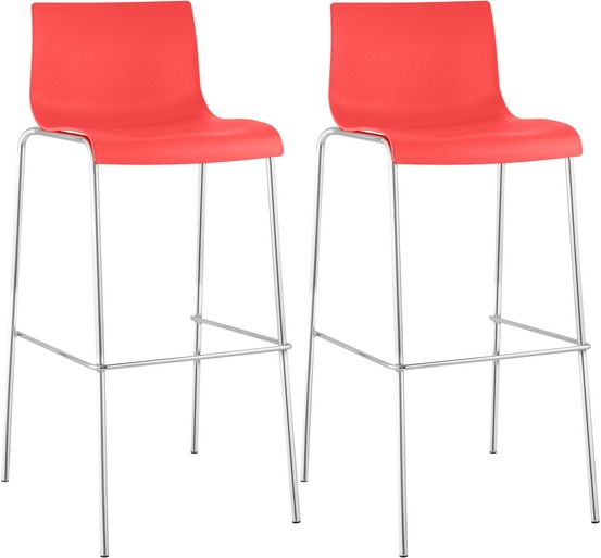 Lot de 2 tabourets de bar hoover plastique 4 pieds structure chrome