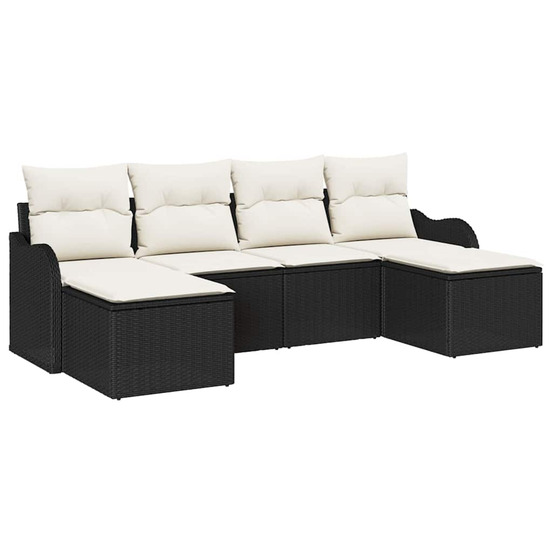 Ensemble de canapé de jardin 6 pcs noir et blanc poly rotin