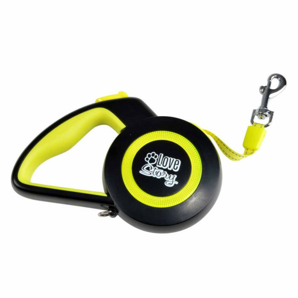 Laisse rétractable chien réfléchissant 17cm jaune