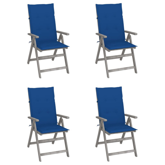 Chaises inclinables de jardin lot de 4 et coussins bois acacia