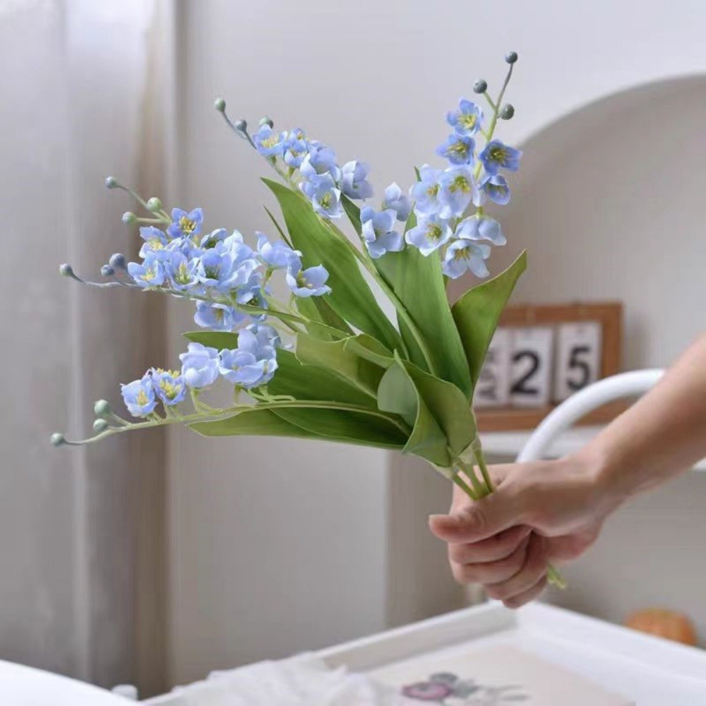 Fleurs de muguet artificielles - 5 branches pour bouquet - bleu dtopbuyage