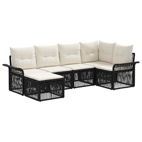 Ensemble de canapé de jardin 6 pc noir polyrotin