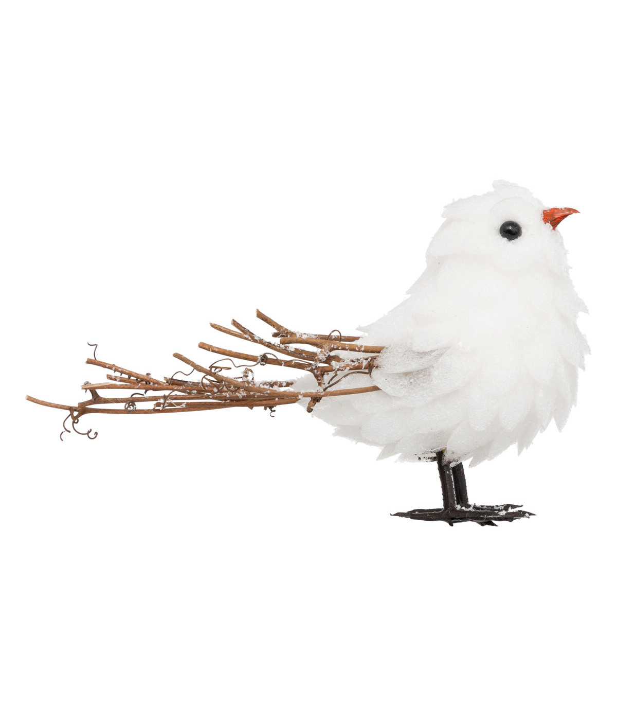 Déco de noël oiseau blanc pailleté 17 x 8 x h 11 cm