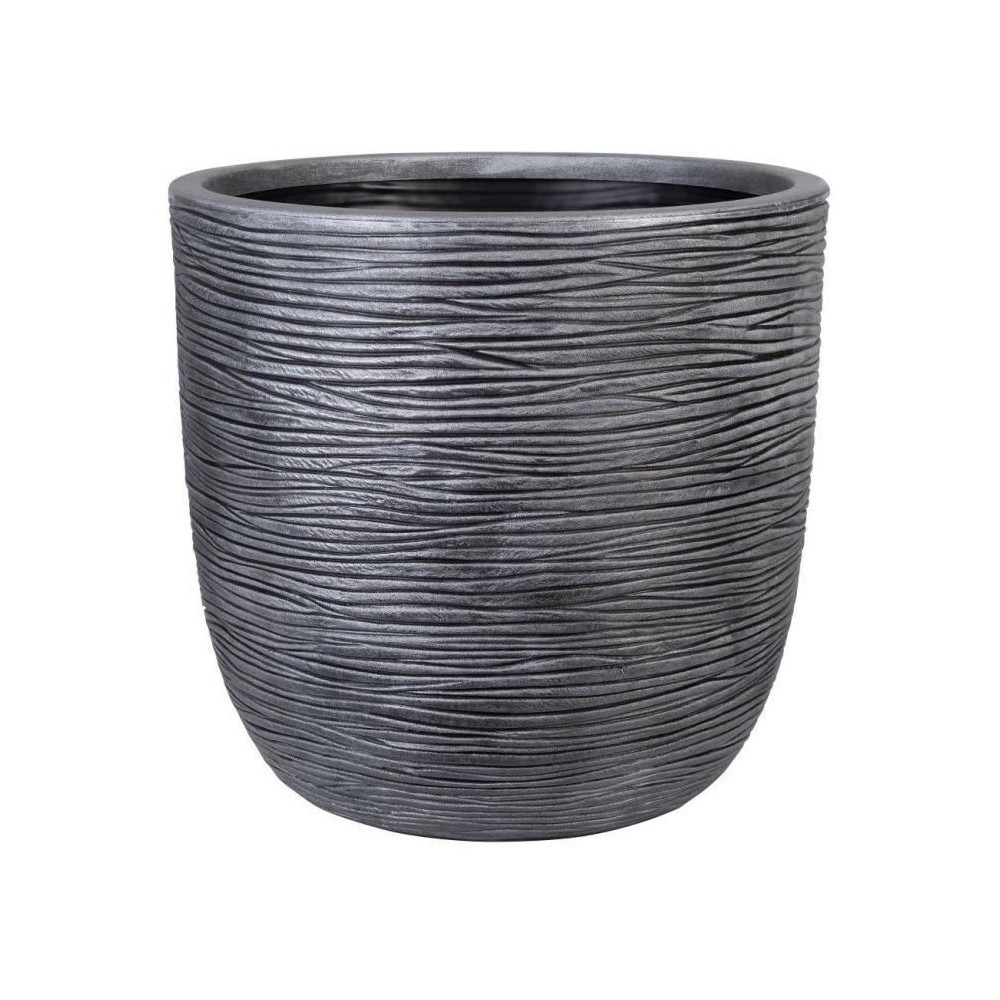 Pot de fleur - strata - l - rond - amalfi - ø 42.5cm x 40cm h - couleur etain