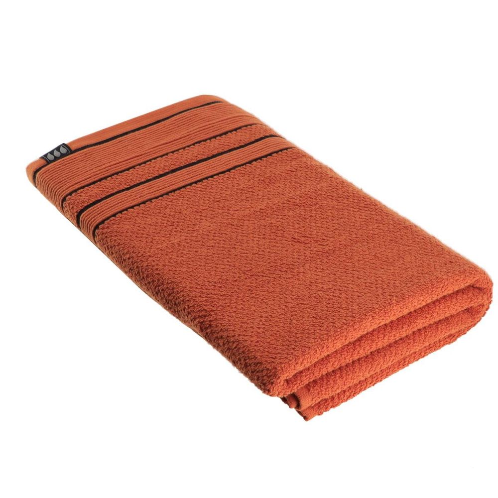 Serviette de bain 90x150 cm 100% coton - terre de sienne/noir