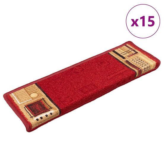 Tapis d'escalier autocollants 15 pcs 65x21x4 cm rouge