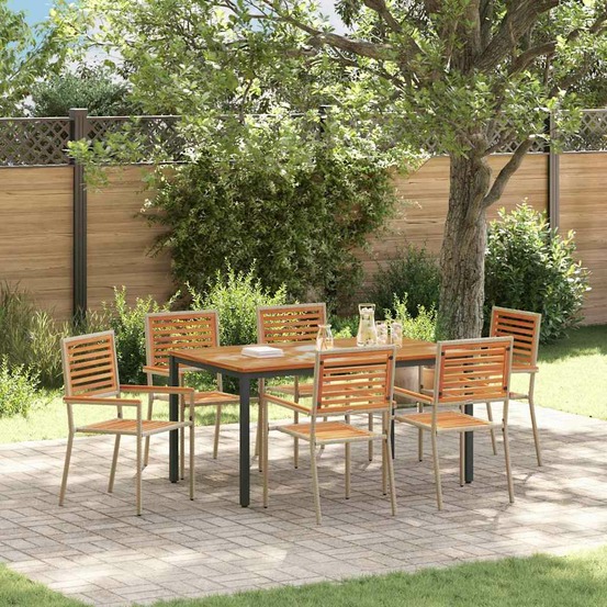 Ensemble de salle à manger pour jardin 7 pcs beige et marron
