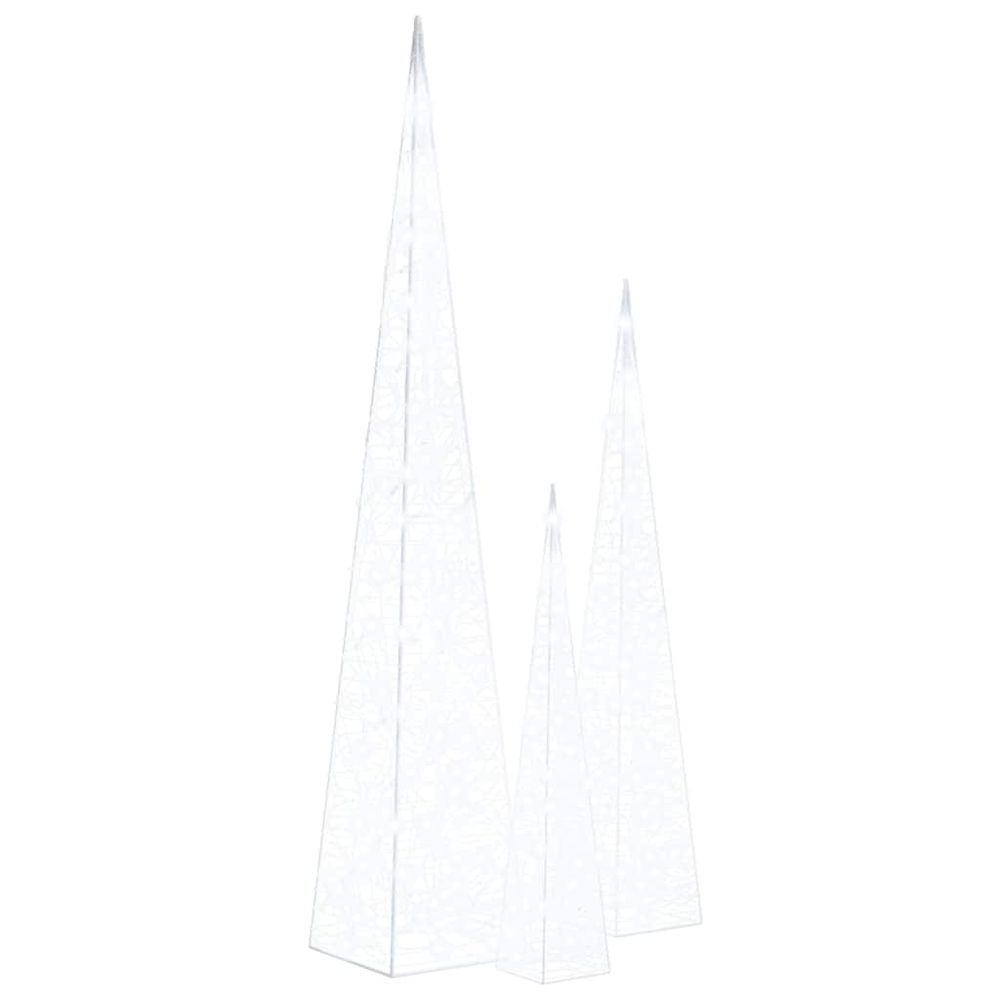 Jeu de cônes lumineux à led acrylique blanc froid 60/90/120 cm