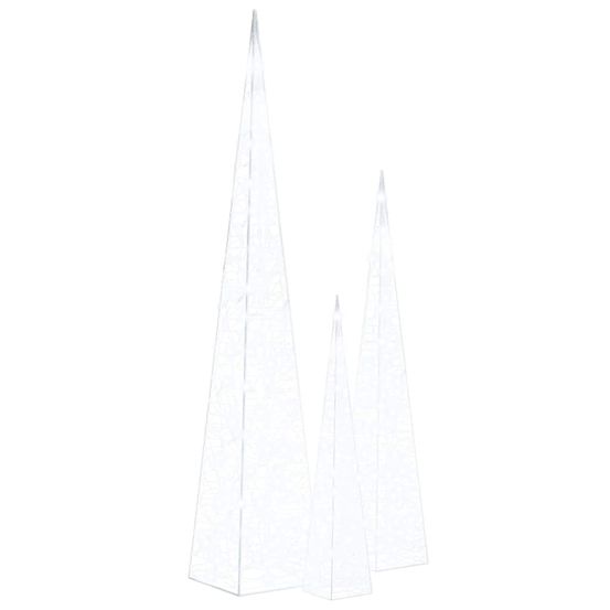 Jeu de cônes lumineux à led acrylique blanc froid 60/90/120 cm