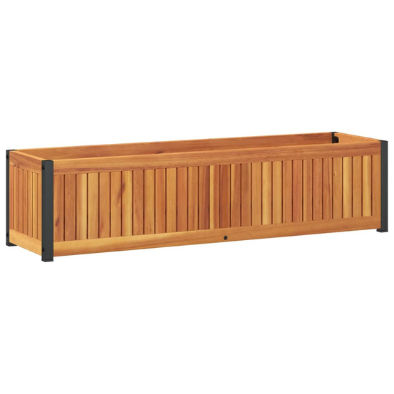 Jardinière d'extérieur 110x30x27,5 cm bois massif d'acacia et acier