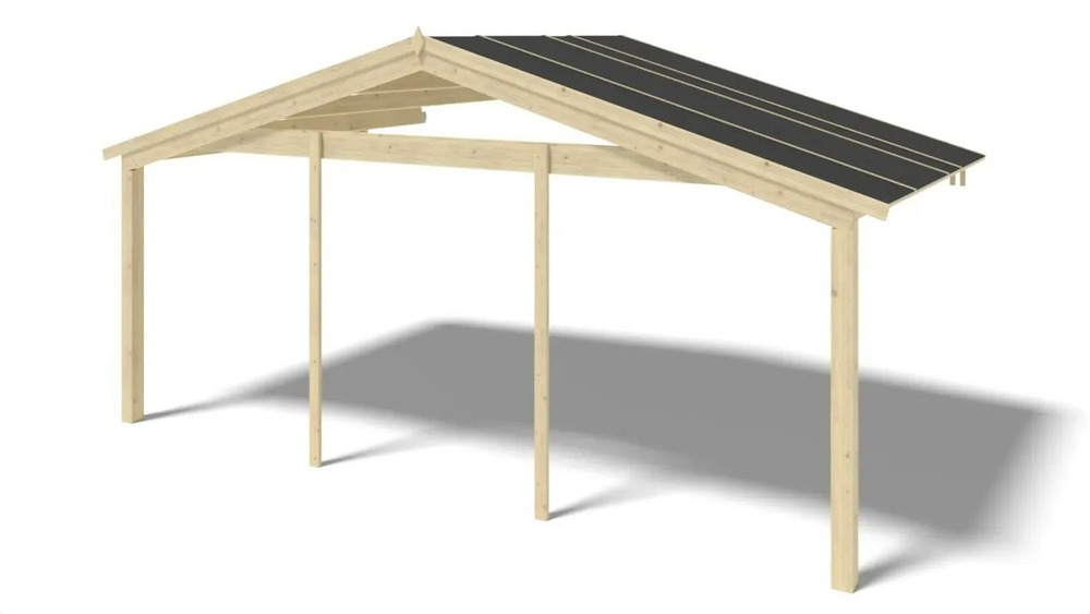 Avant-toit en bois 6x3m pour le chalet de jardin 6m, couleur naturel - dom556 - altanka