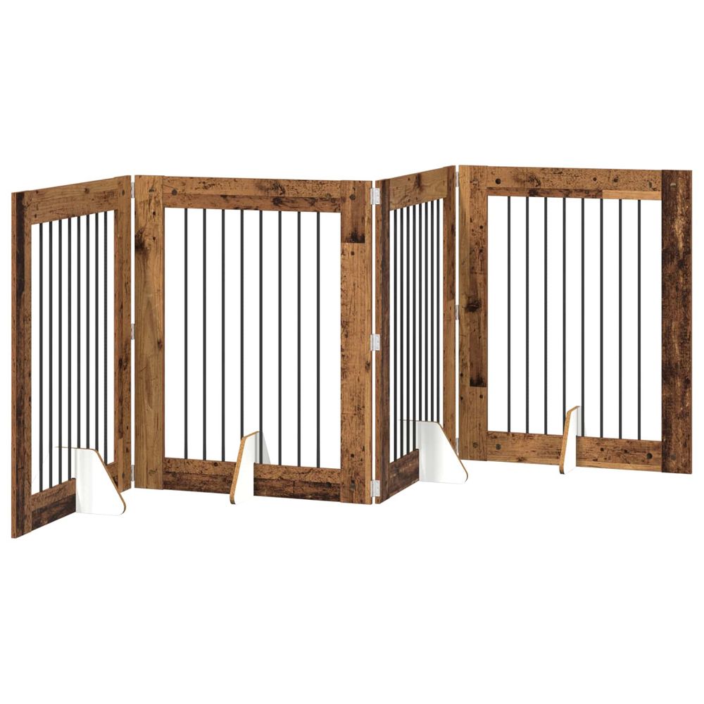 Porte de chien pliable avec supports 4 pc bois ancien 321 cm