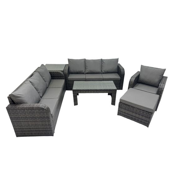 8 places ensemble de meubles de jardin avec table d'appoint chaise inclinables table basse grand tabouret gris foncé mixte