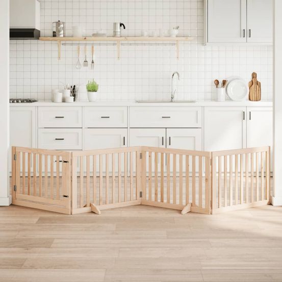 Parc pour chien bois avec porte modulable 320cm brun