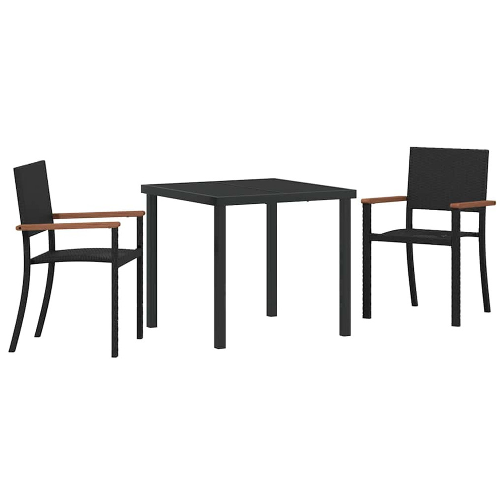 Ensemble de salle à manger pour jardin 3 pcs noir