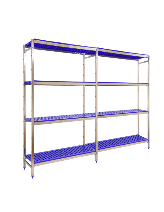 Etagère sans vis simoninox initial 4pp/2000x3290x400 a.inox/bleu 2000x3290x400 - simonrack