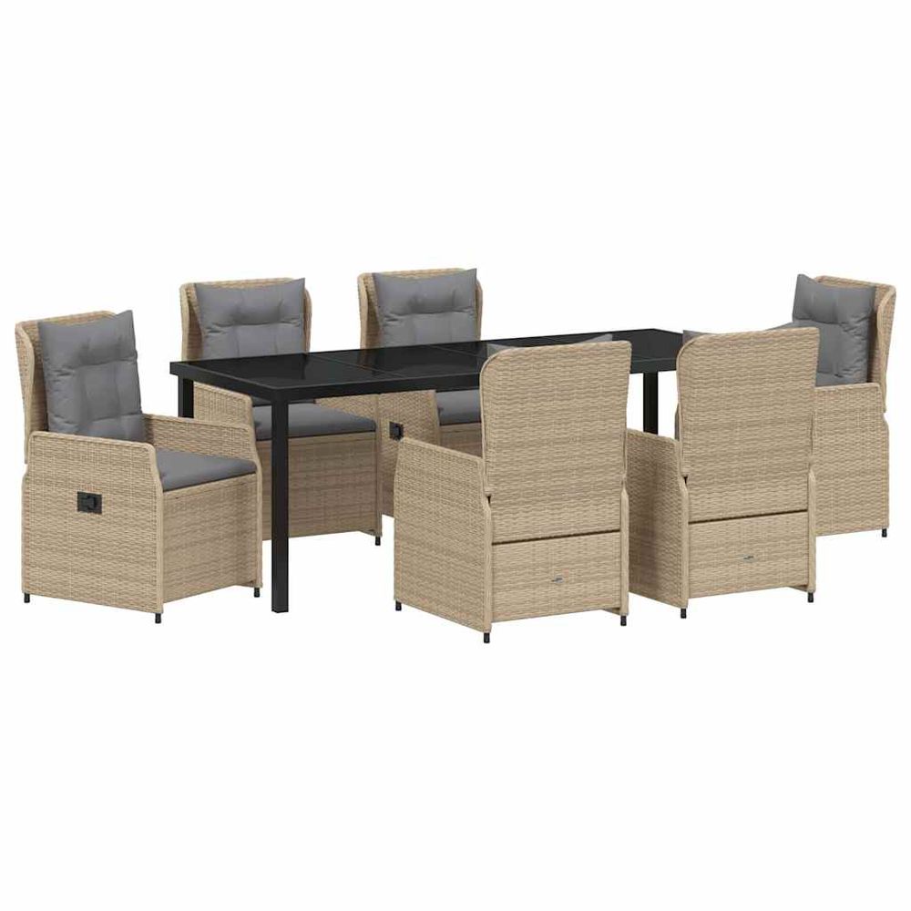 Ensemble de salle à manger pour jardin 7 pc beige et gris clair