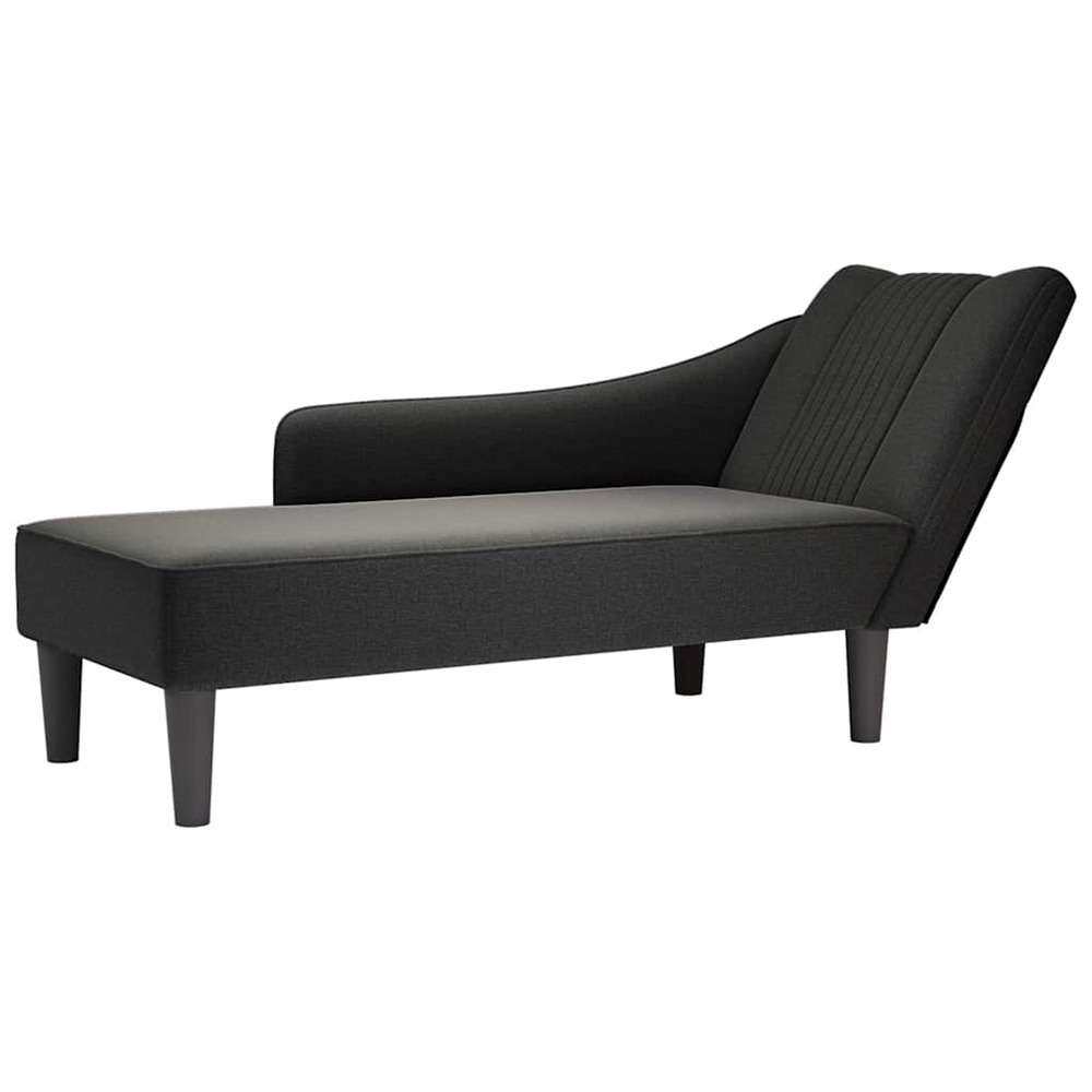 Fauteuil long avec accoudoir droit noir tissu