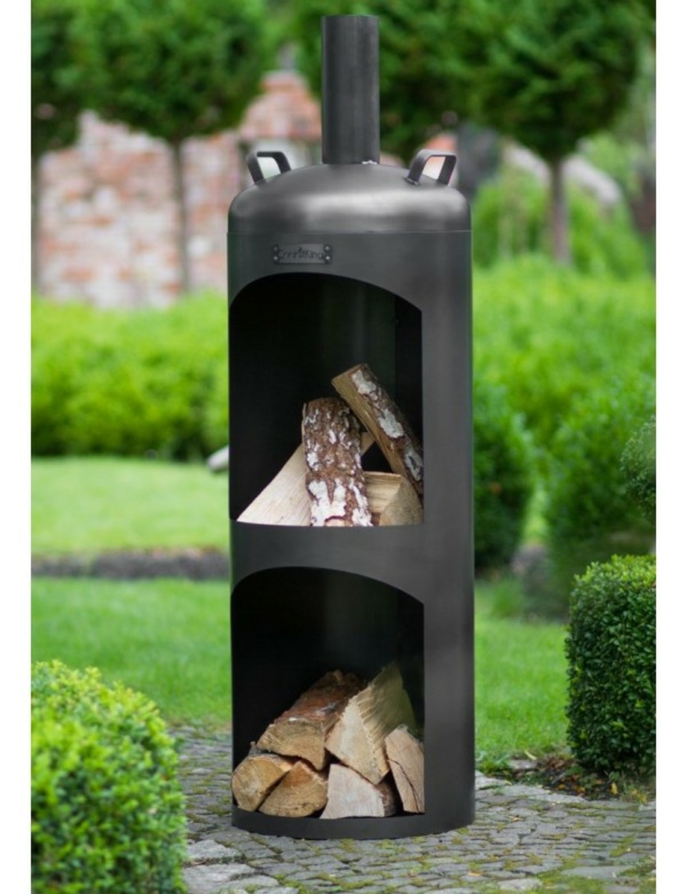 Cheminée d'extérieur cylindrique en acier faro 40x40x132 cm