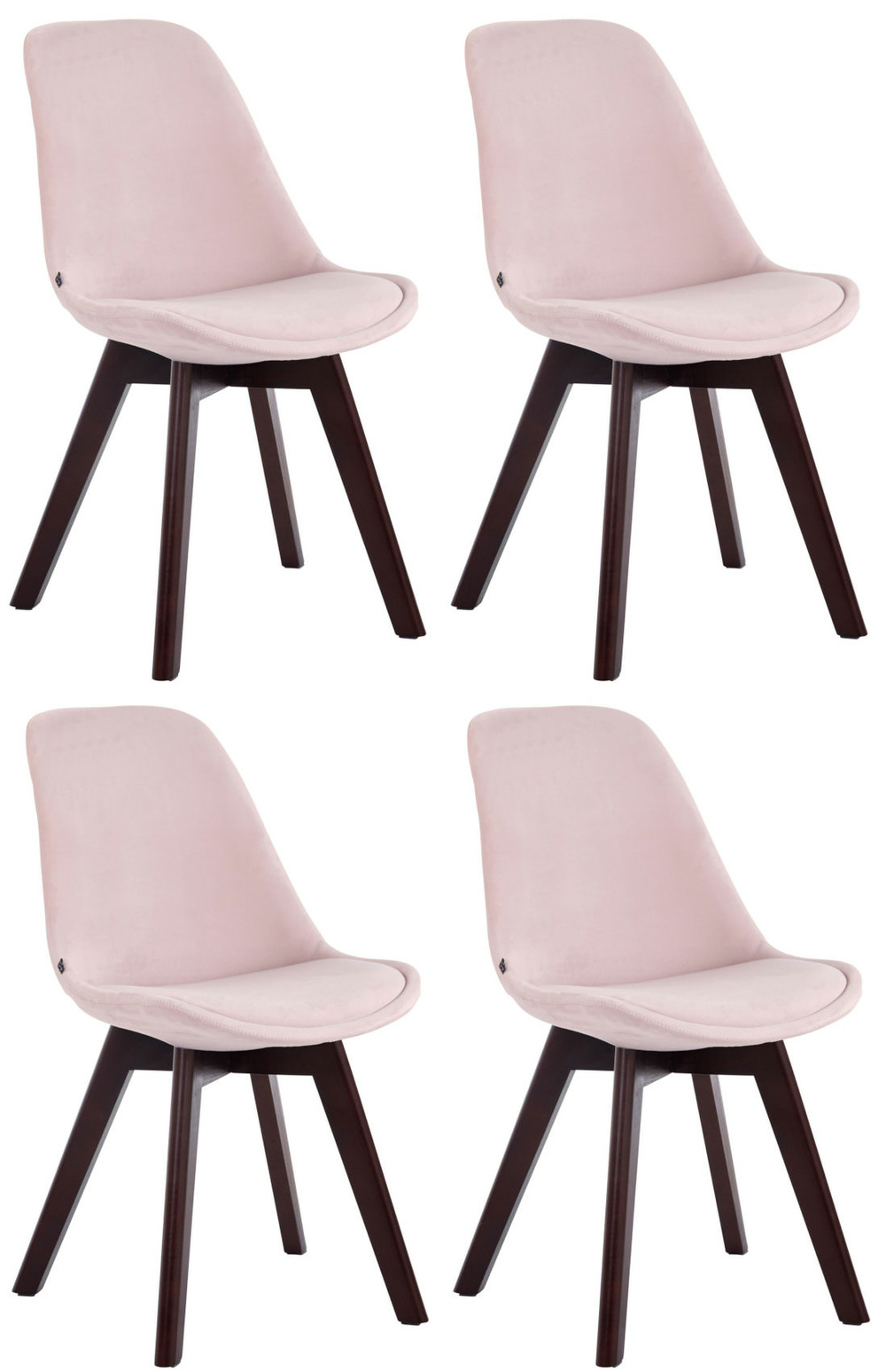 Lot de 4 chaises visiteurs borneo v2 velours noyer