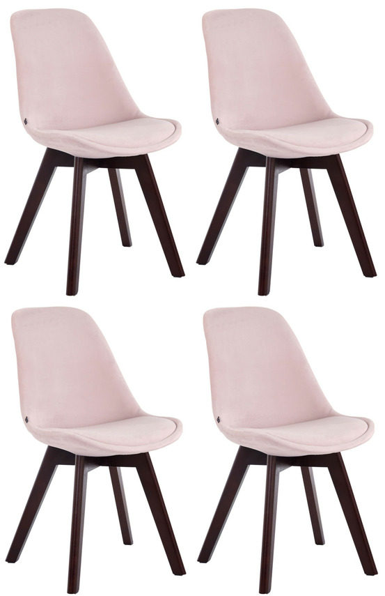 Lot de 4 chaises visiteurs borneo v2 velours noyer