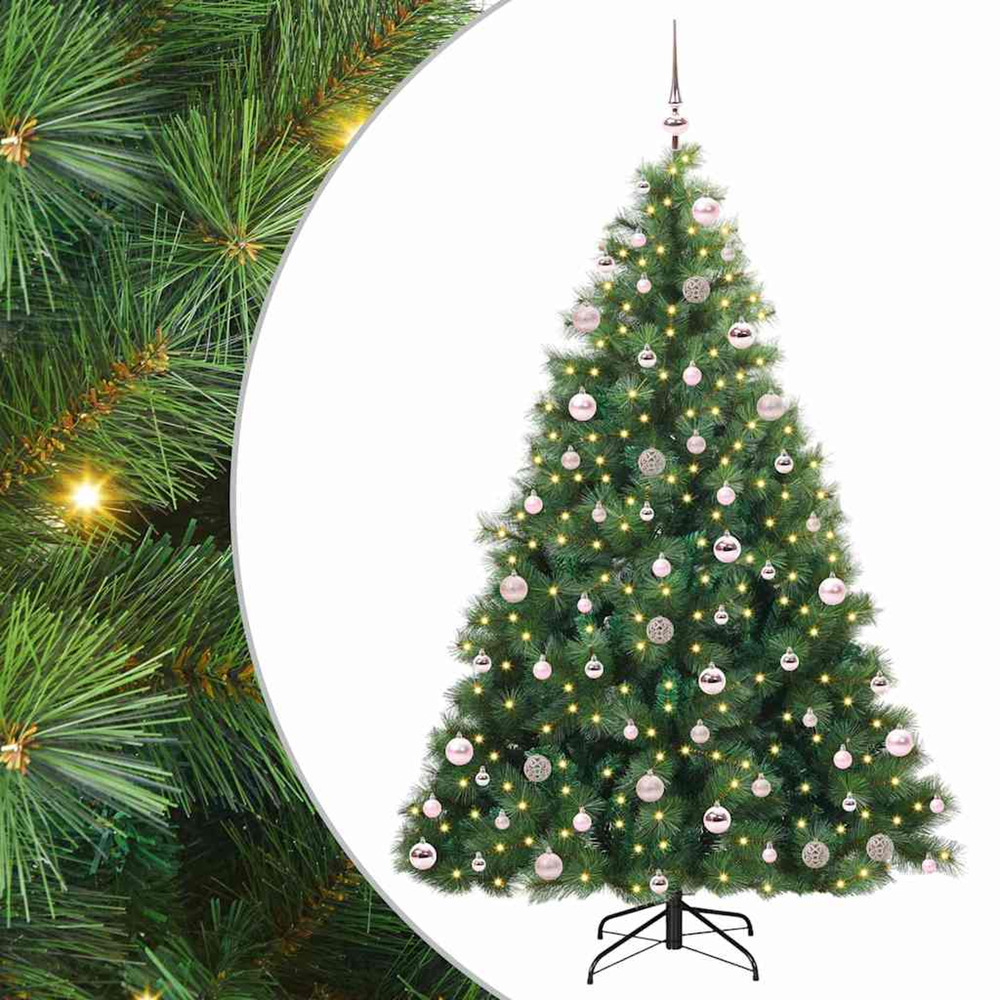 Sapin de noël artificiel avec 300 led vert 210 cm pe et pvc