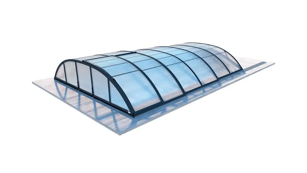Abri de piscine horizon - 8,61x4,62 m - polycarbonate alvéolaire 8 mm - couleur ral7016 graphite - eco205 - altanka