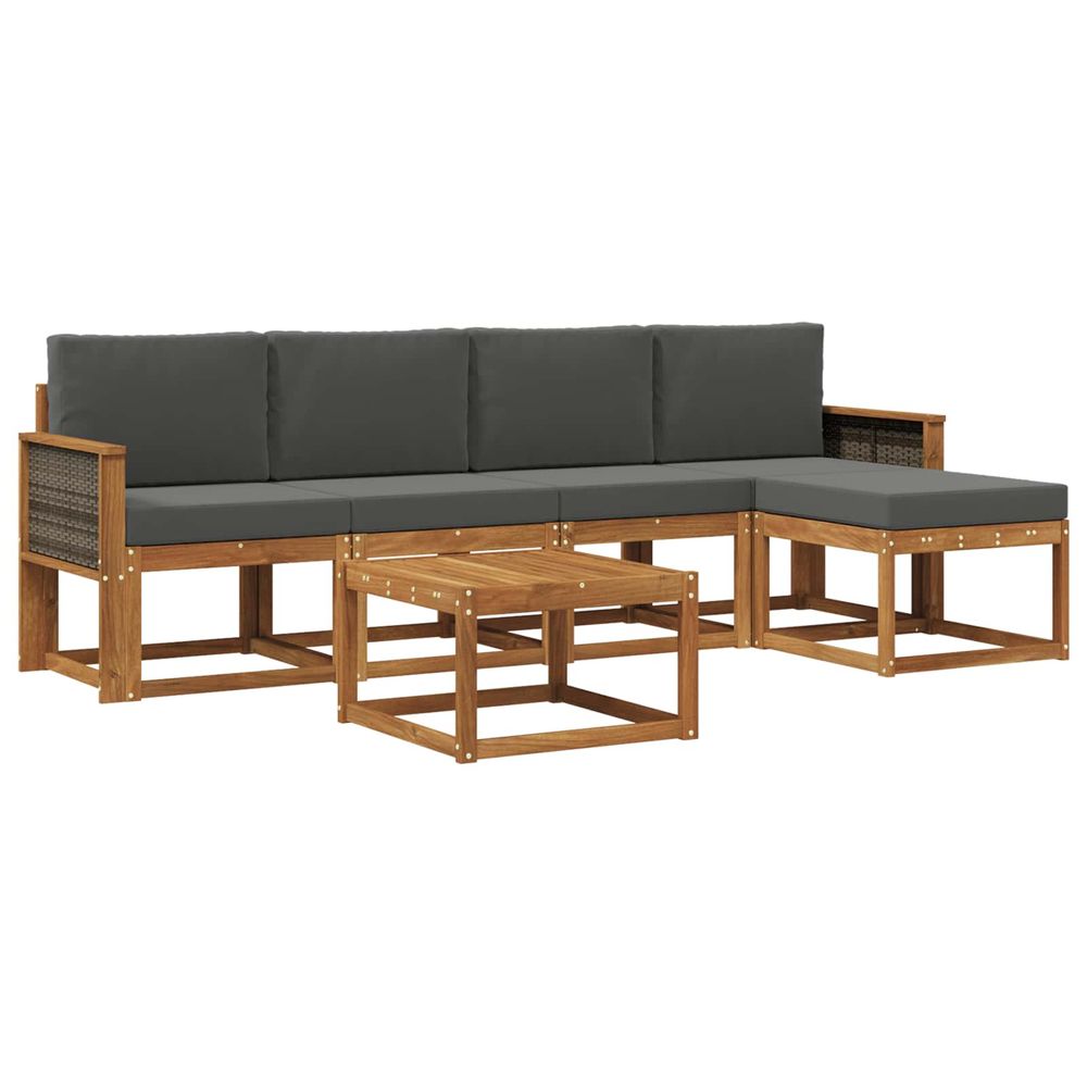 Ensemble de canapés d'extérieur 6 pc naturel et anthracite