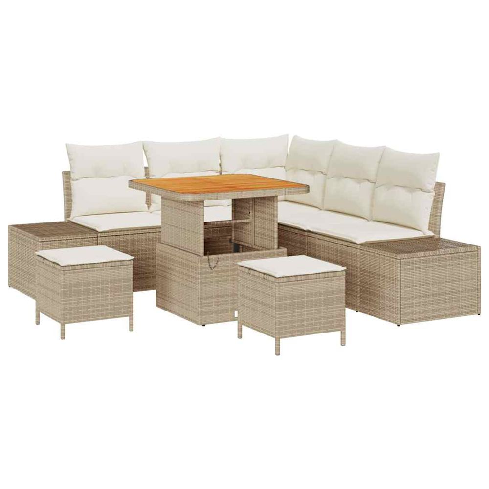 Ensemble de canapé de jardin 8 pc beige polyrotin